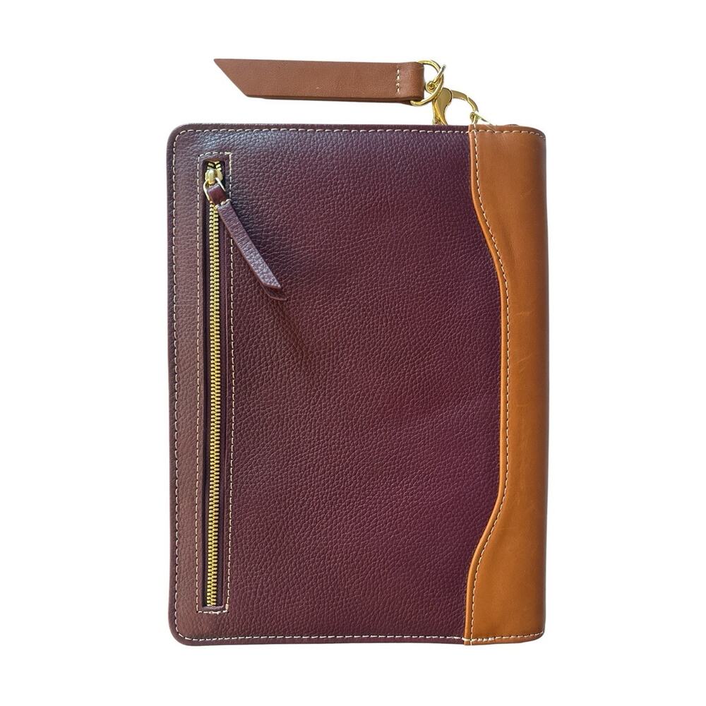 Franklin Quest Planner Binder Burgundy Brown Verona Leather Zip Around No Ring - Picture 6 of 8